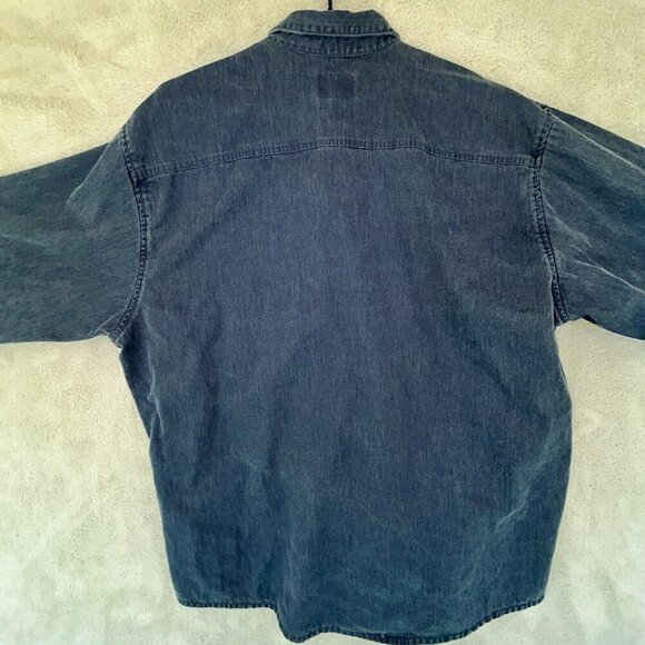 Cabelas Blue Heavy Duck Canvas Flannel Lined Chore Jacket Mens L Reg 100% Cotton - Picture 6 of 7